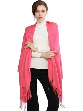 Women's Coral Wedding Bridal Scarf Pashmina Shawls Long Large Scarves